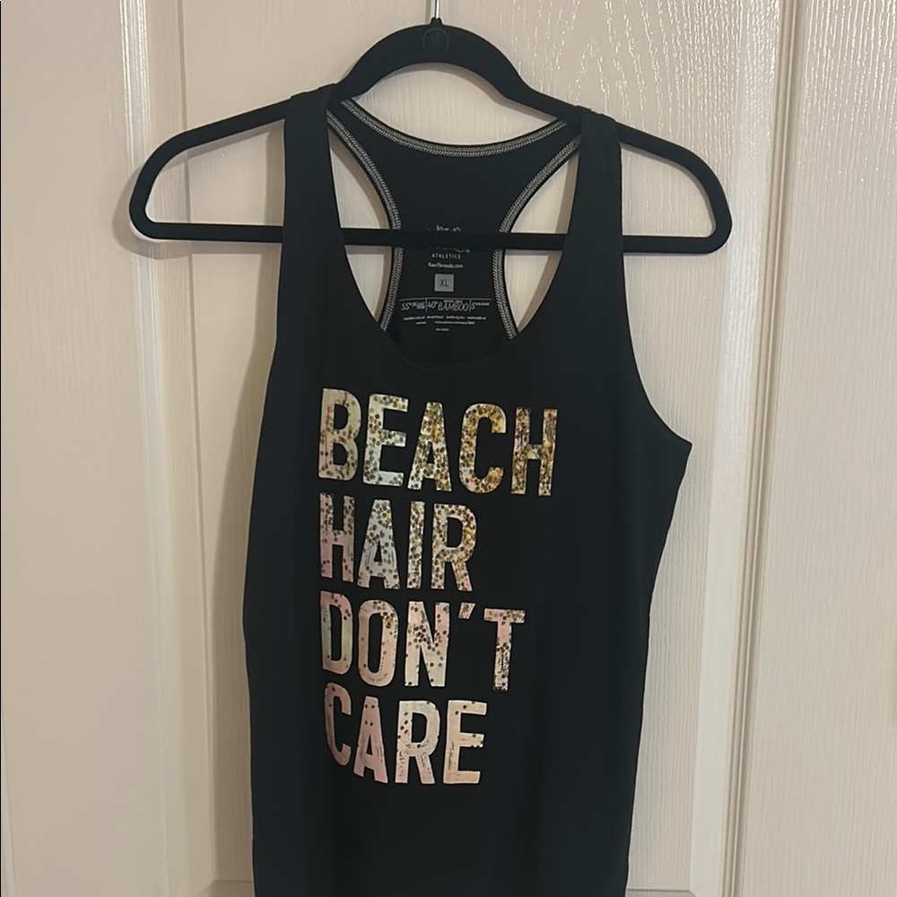 Black Tank Top with Gold and Silver Text